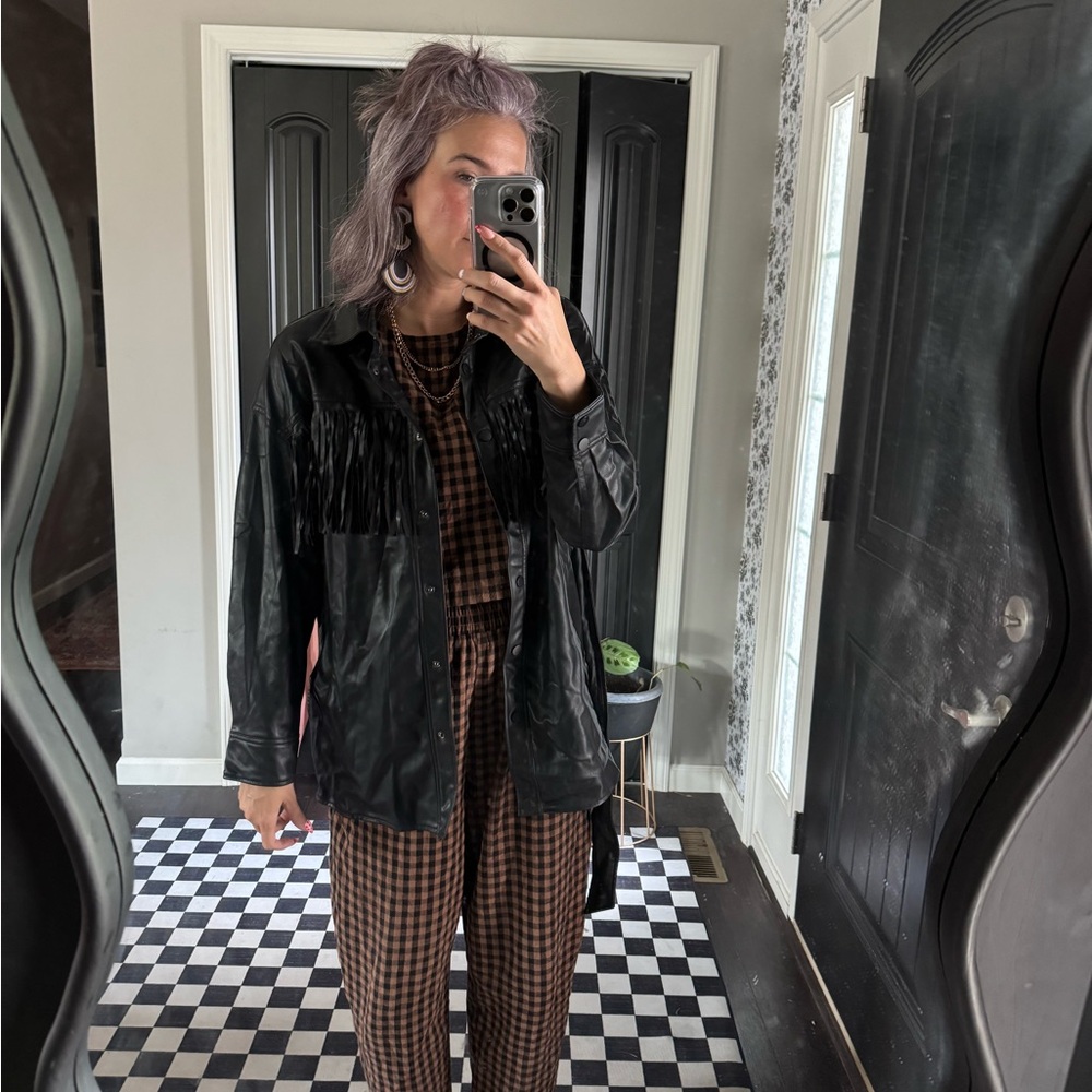 Zara Black Leather Jacket Classic Design